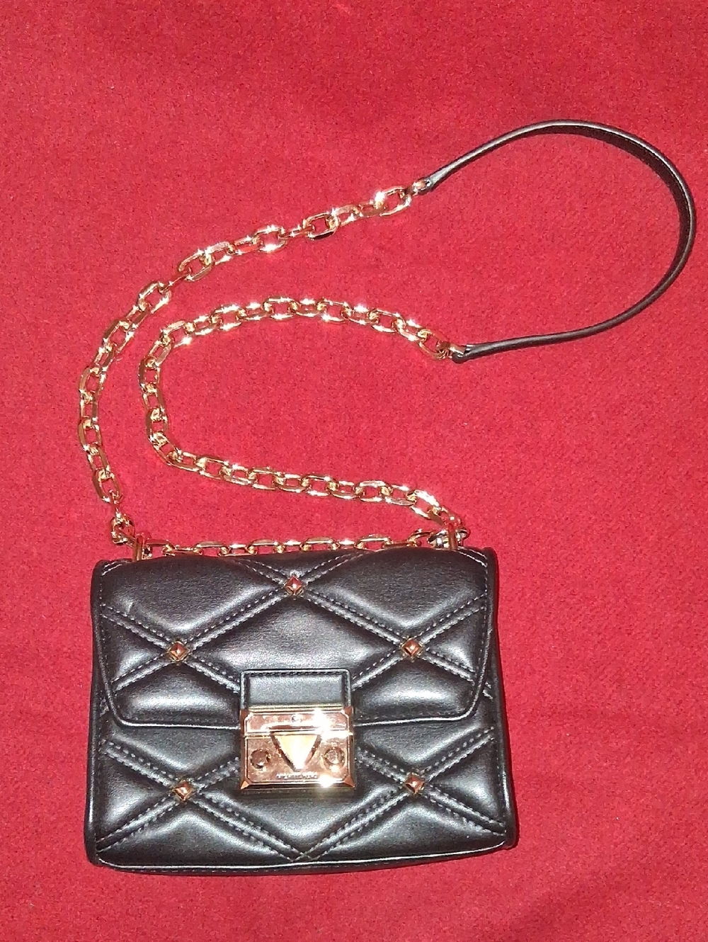 Michael Kors Serena Black Quilted Chain-Handle Crossbody Bag